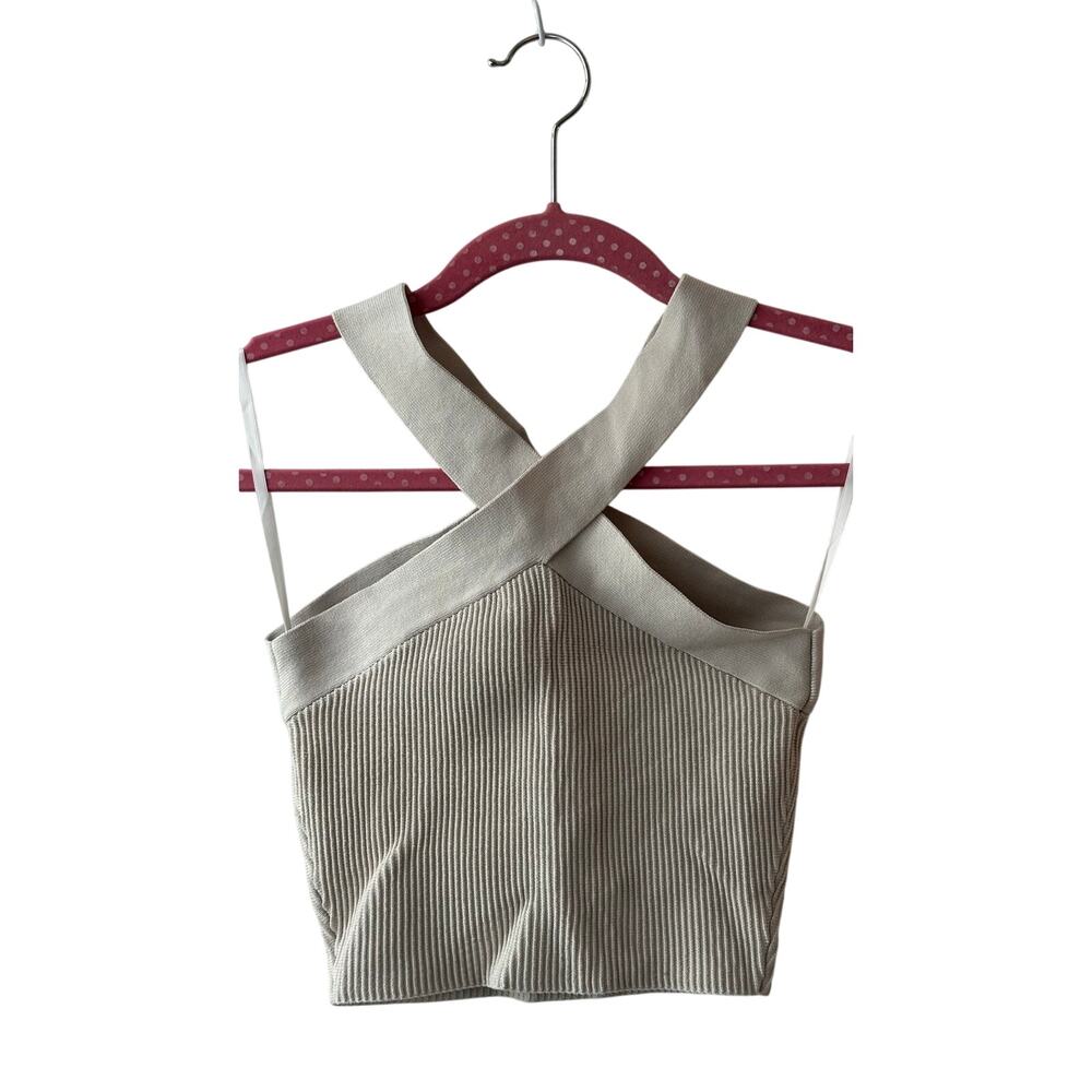 Aritzia Babaton Sculpt Knit Criss Cross Halter Top S